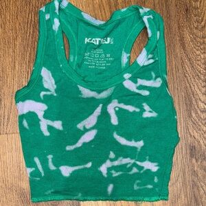 Katie J NYC Green Tie-Dye Crop Top